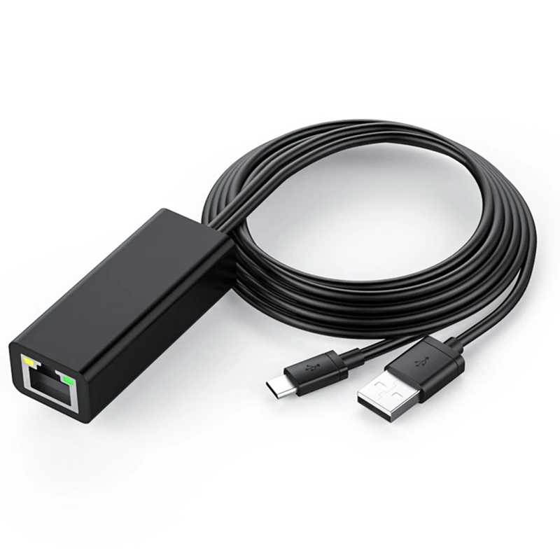 Адаптер сетевой для ТВ, 4K, стандарта памяти RJ45, сетевой адаптер для ТВ, Ethernet адаптер ABS с USB 2.0, кабель питания для источника питания