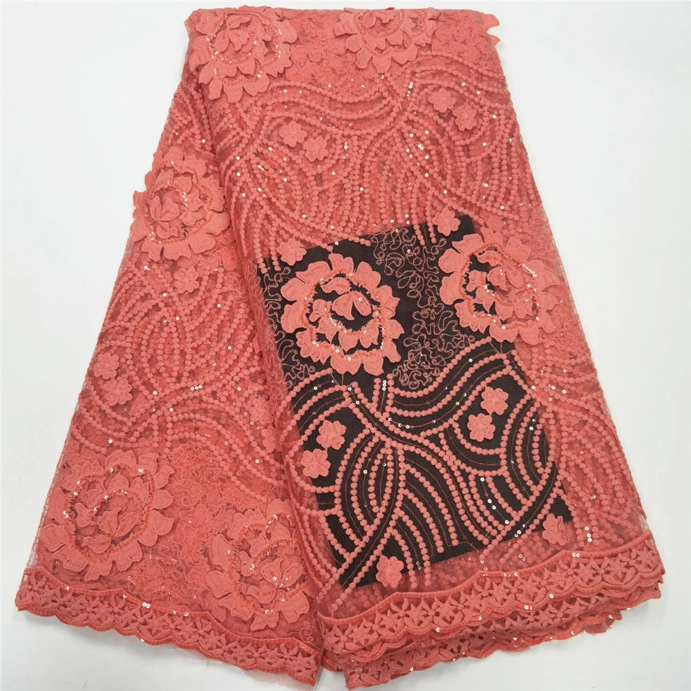 

Африканская сетчатая кружевная ткань Ulifelace 2022, вышивка, маленькие блестки, 3D цветок, французская Тюлевая кружевная ткань для свадебного платья F3554