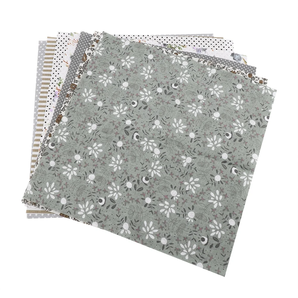 

7pcs 50*50cm Cotton Fabric DIY Assorted Squares Pre-Cut Bedding Suite Quarters Bundle (Grey)Bedding Cotton Fabric7pcs