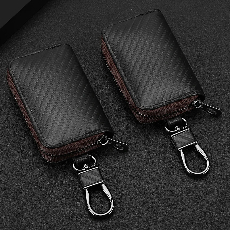 

High-Grade Carbon Fiber Pattern Car Key Bag Leather Car Key Bag Creative multi-functional key bag for both men and women