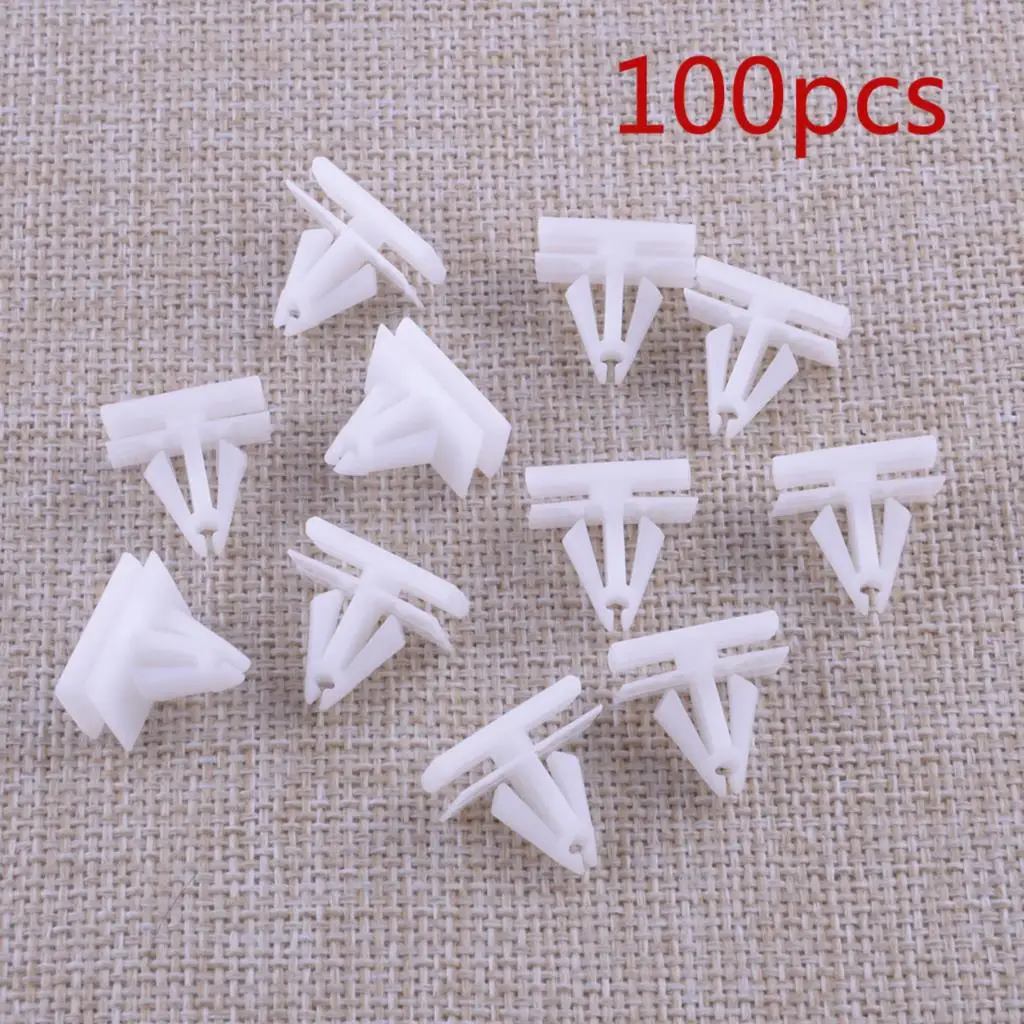 

100Pcs Rocker Panel Moulding Clip Retainer White Plastic Fit for Buick Cadillac DeVille Auveco Chevrolet Lumina 25693852 19822