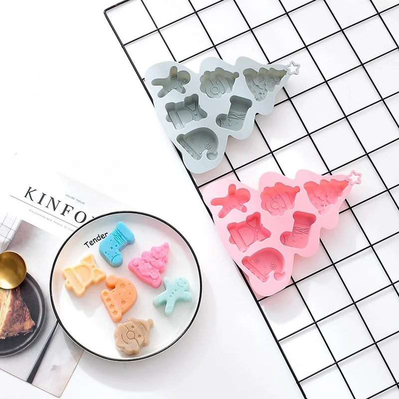 

Силиконовая форма на рождественскую тематику, поднос для выпечки, высокотемпературный антипригарный клей, инструмент «сделай сам», мыло, п...