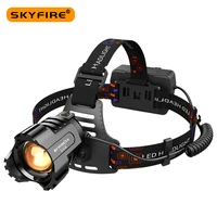 skyfire 2022 zoomable headlamps rechargeable long distance high brightness outdoor camping fishing cycling headlight sf 398