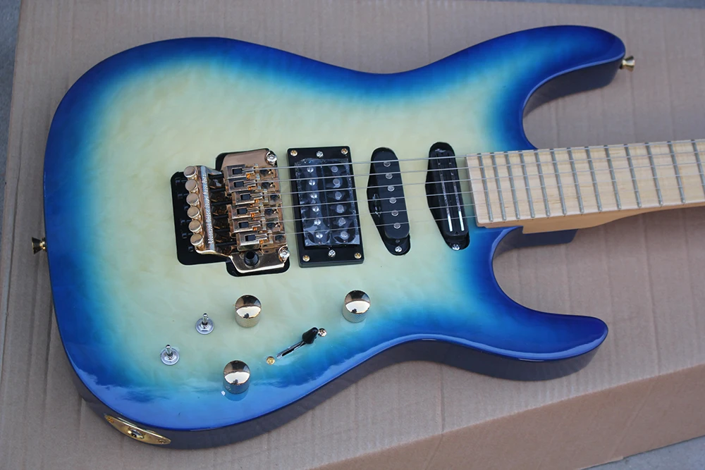 6 Strings Blue Electric Guitar with Maple Fretboard Customized Logo Available