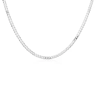 mens 4mm side necklace 30 inch simple geometric silver jewelry necklace