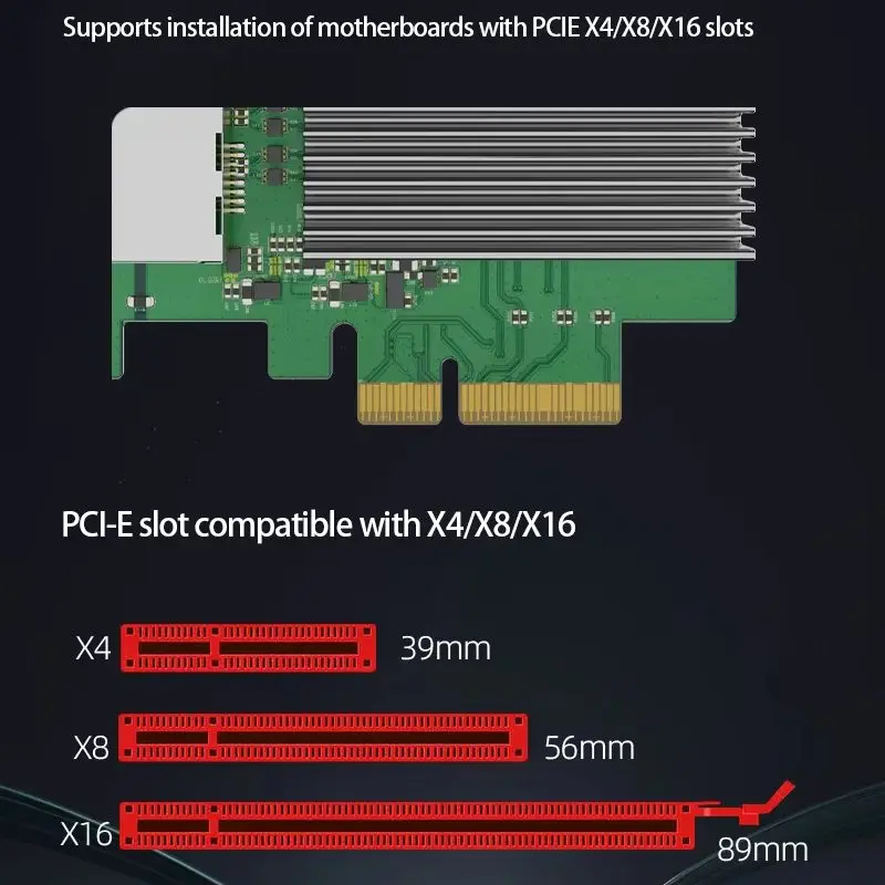 Фото Высокоскоростная сетевая карта XikeStor с одним портом 2.5G/5G/10G, поддерживает скорости 10M/100M/1000M/2.5Gbps/5Gbps/10Gbps №2