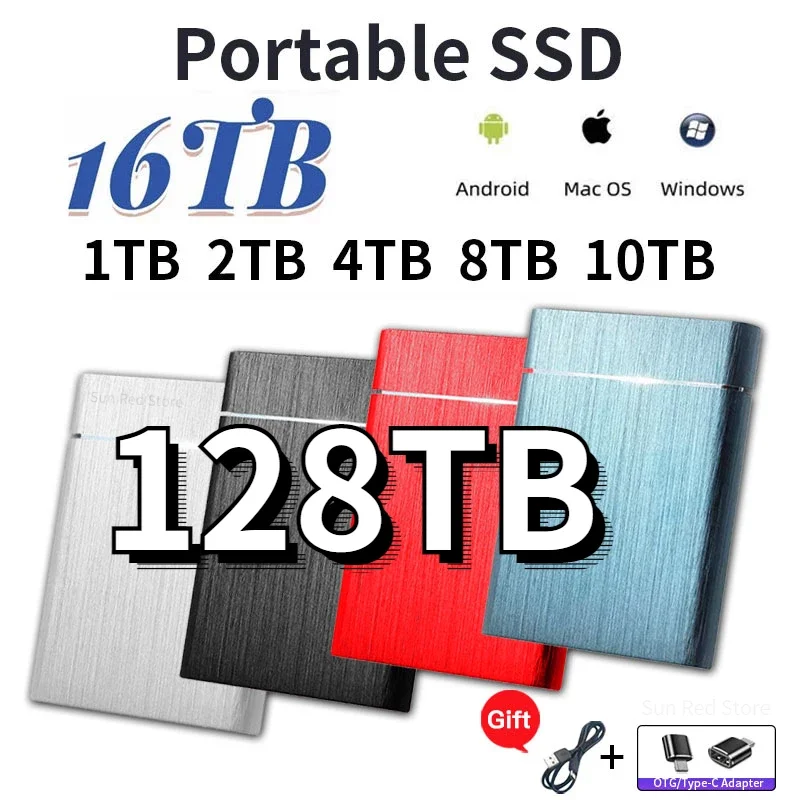 

New External Hard Drive 1TB SSD High Speed Portable 500GB Hard Disk Large Mobile Storage for Computers Notebook Microcomputer