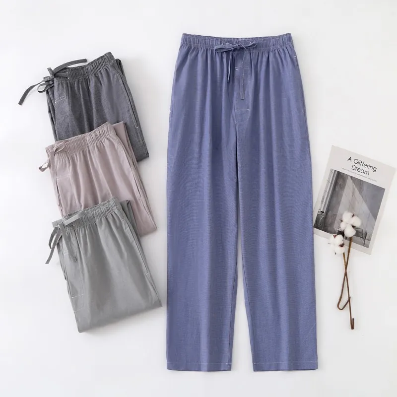 Весна-Осень 2024 мужская пижама из 100% хлопка штаны для парня брюки Мужская одежда