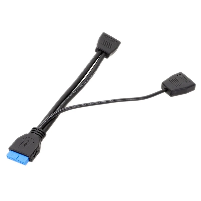 

USB 19-Pin Header Extension Cable 1 to 2 Double Ports Durable for Computer Motherboard USB Splitter PCIE Pin