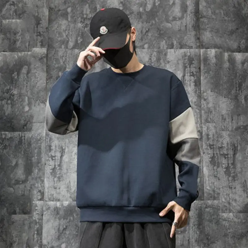

Модель 2023 года, мужские толстовки в стиле Харадзюку, Повседневная Толстовка с длинным рукавом и круглым вырезом, мужские пуловеры, топы, уличная одежда, мужские толстовки V17