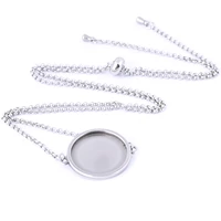 5pcs stainless steel adjustable choker necklace pendant tray settings fitting 20mm round cabochon base blank bezels diy findings