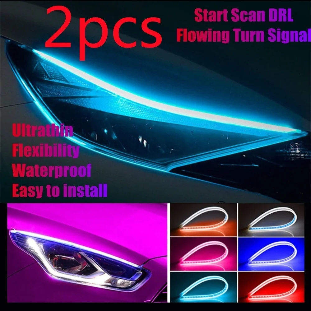 

2pcs Led Daytime Running Light Strip With Signal DRL For Car Motorcycle Daylight Led 12v Car Accessories