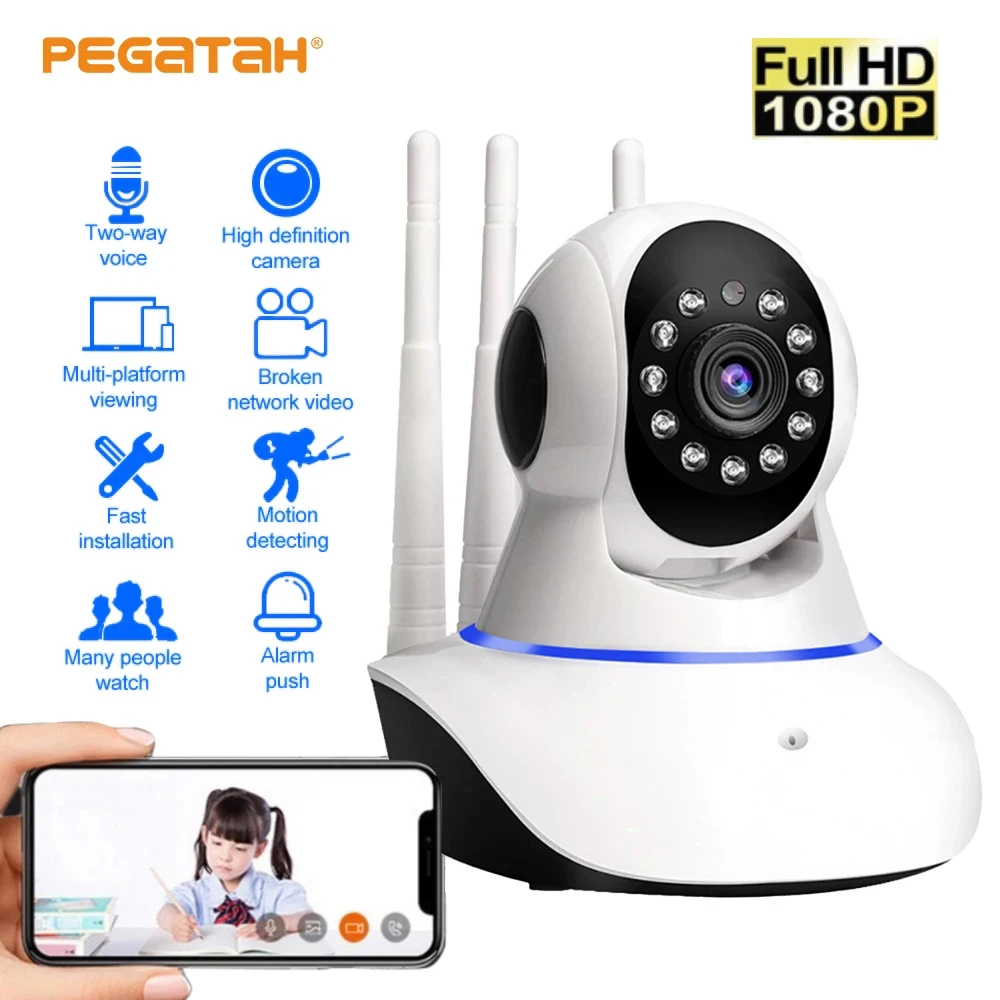 

1080P Wifi PTZ Camera Wireless Two-way Audio Night Vision App Remote Viewing Recorder Surveillance CCTV IP Cameras Baby Monitor