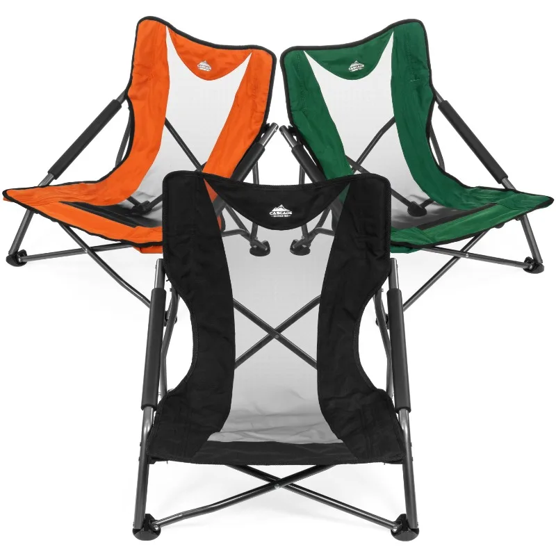 

Cascade Mountain Tech Compact Low Profile Outdoor Folding Camp Chair with Carry Case - Green/Orange/Blue/Black