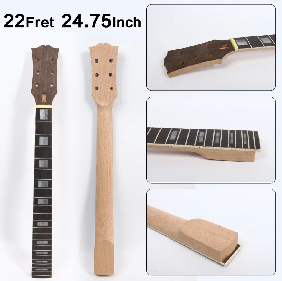 

Новая гитарная шейка, 22 Лада, черное дерево, Fretboard, блок, инкрустация, 24,75 дюйма, DIY гитара