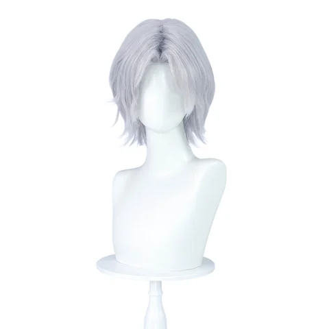Косплей парик Dante DokiDoki 35 см серебристо-серые и белые волосы