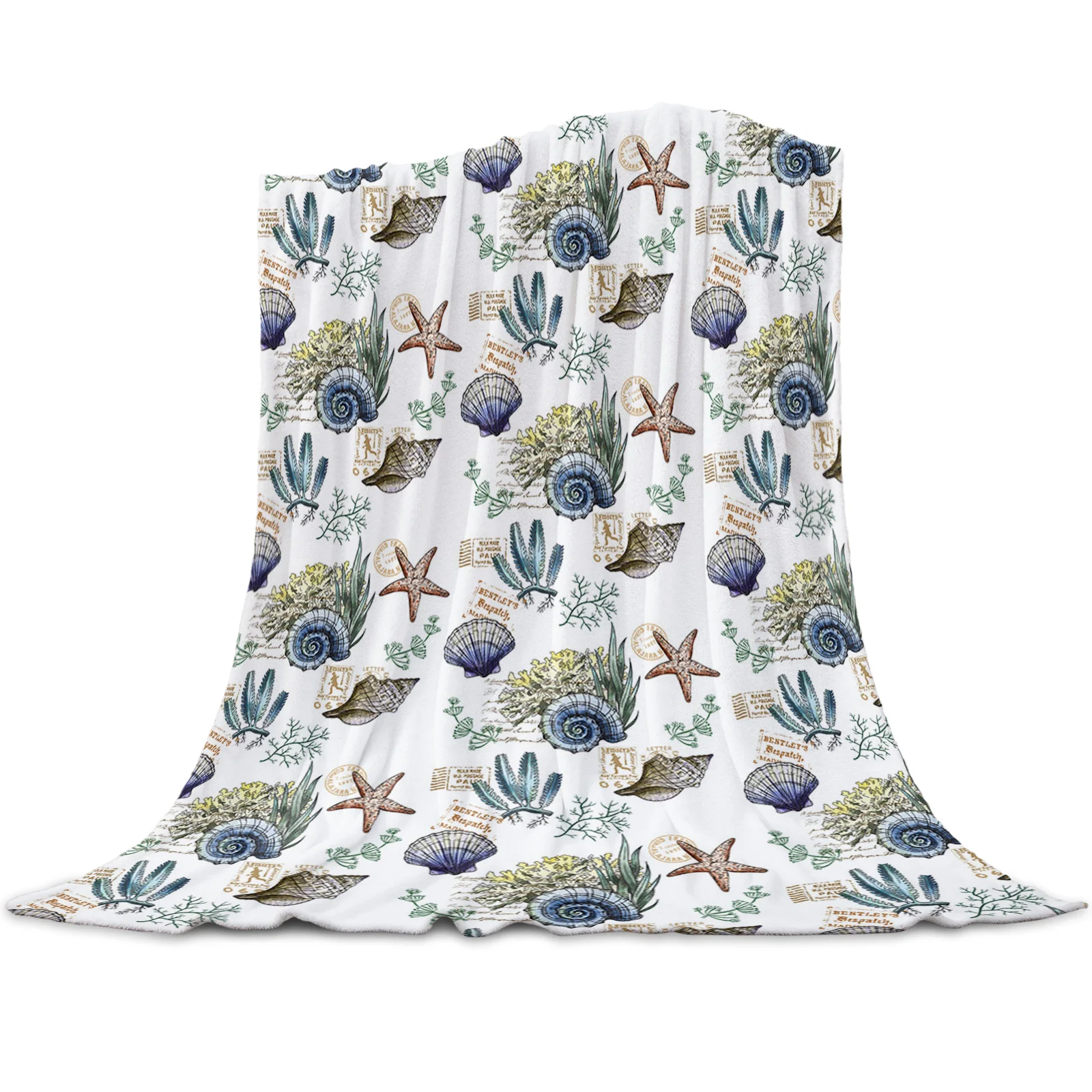

Летние фланелевые одеяла в виде ракушек, морских звезд, путешествий с самолетом, мягкие теплые пледы, покрывало, одеяла для кровати