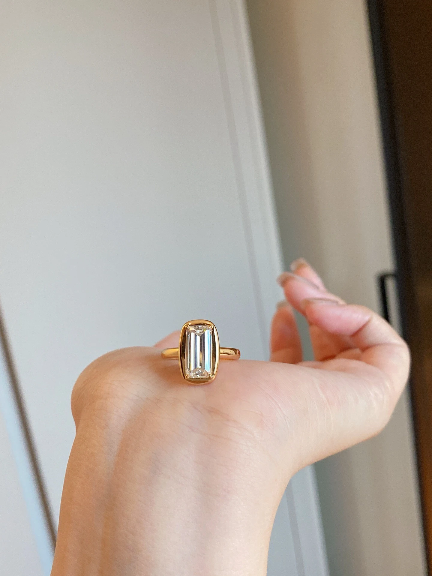 Кольцо из стерлингового серебра 925 пробы с позолоченным сахарным бриллиантом