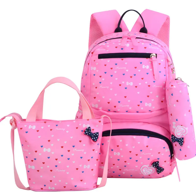 3pcs/set Teenagers girls bow Kids Cute backpacks girl book bag for fashion dot print children waterproof school bags sac mochila