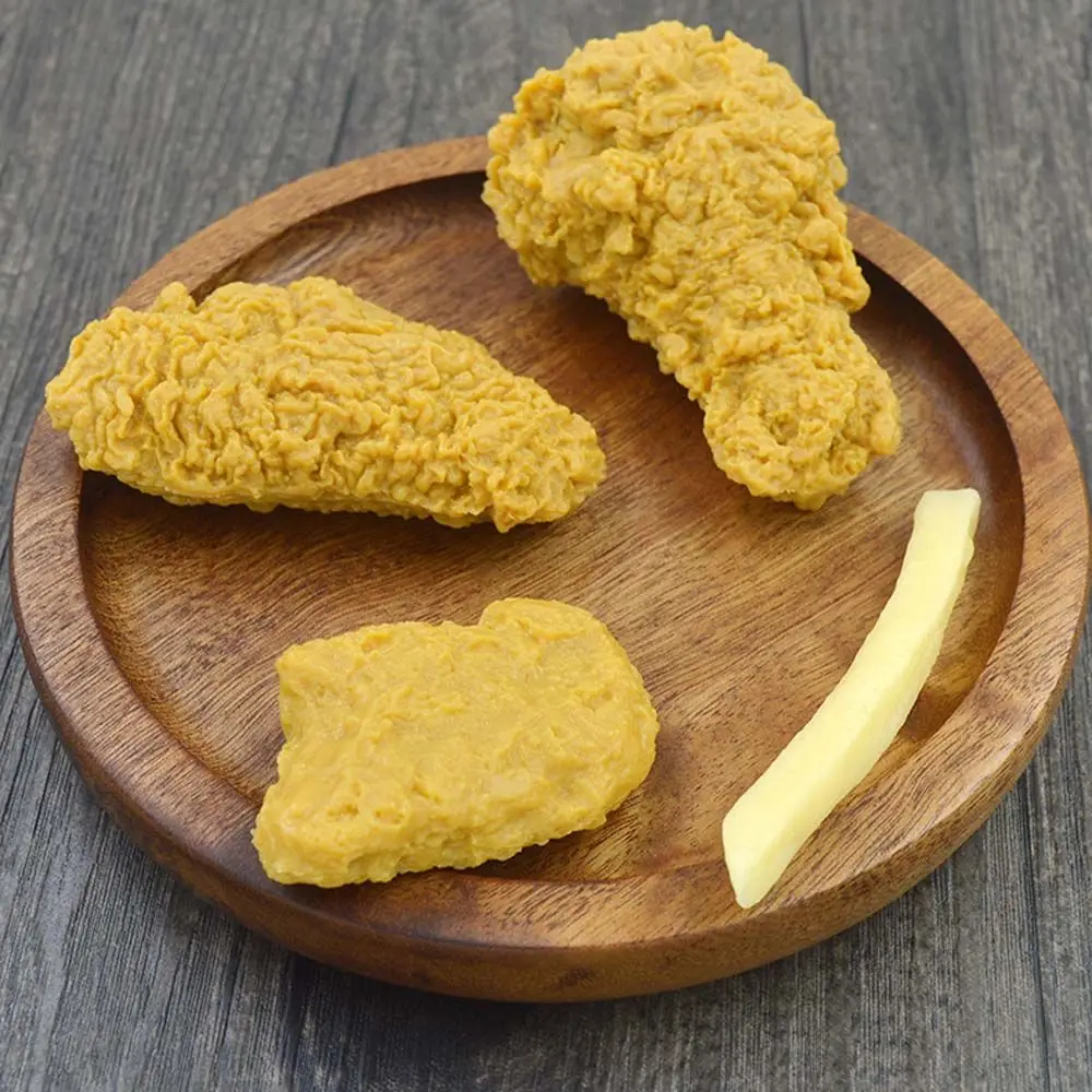 Фото Брелоки в виде жареной курицы, куриных наггетсов, картофеля фри, имитация еды, подвески для ключей №2