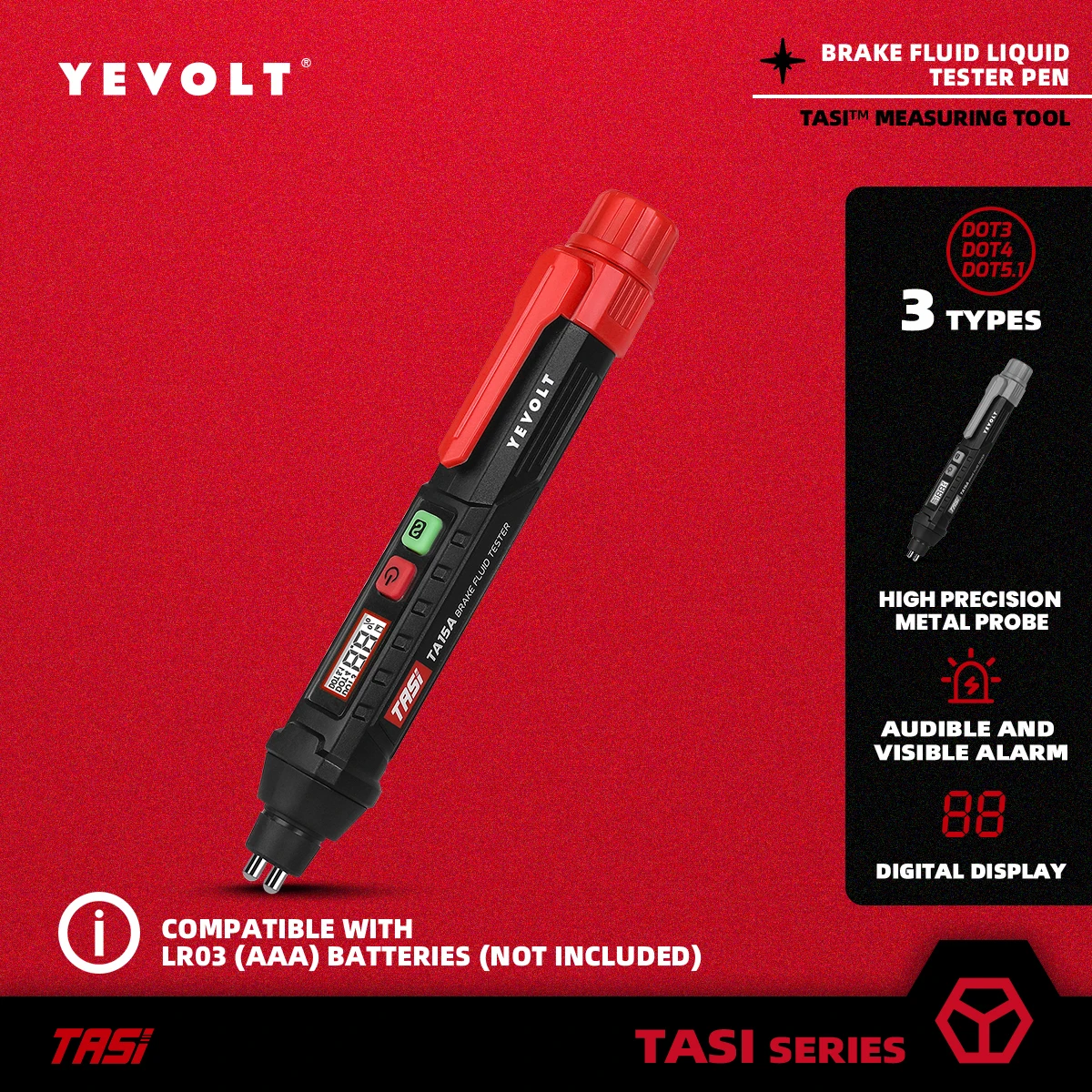 Ручка-тестер тормозной жидкости YEVOLT TA15A автомобильный детектор содержания масла