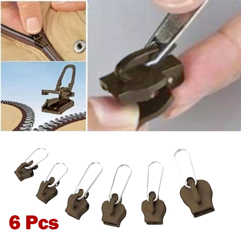 

6Pcs Pull Lock Repair Kit Zip Sliders Spirals Instant Fix Stuck Clothing Sewing Home Plastic Nylon Metal Pull Locks