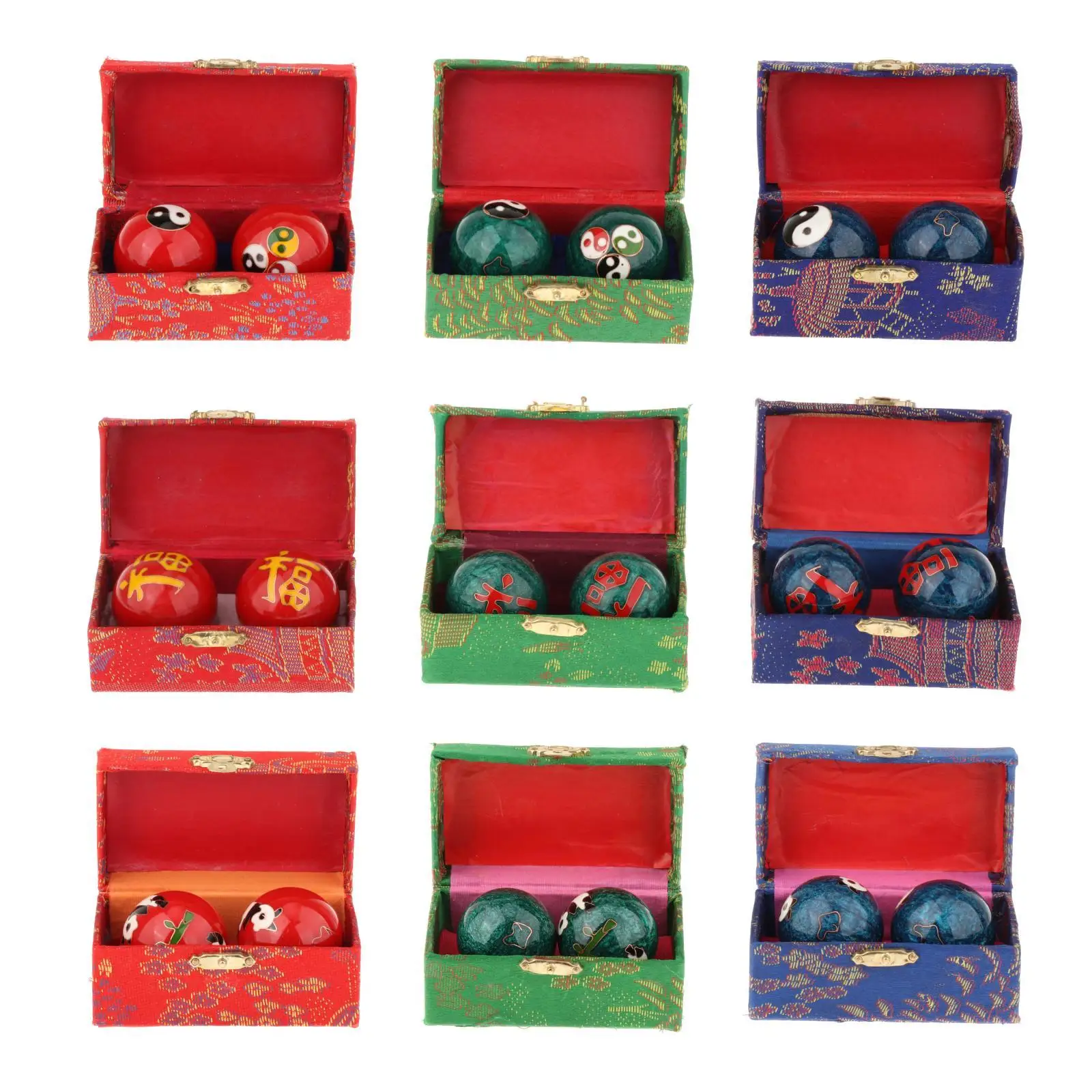 

2x Massage Balls with Storage Box Hand Wrist Strengthening Chinese Baoding Balls for Seniors Children Elderly Middle Aged People