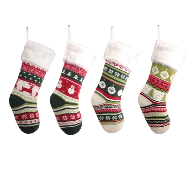 

Новые рождественские носки, вязаный камин, Рождественская елка, прикроватные подвесные носки, Рождественское украшение, детские рождестве...