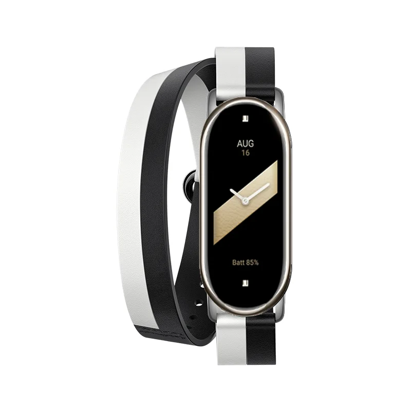 Оригинальный модный кожаный ремешок с двойной петлей для Xiaomi Mi Band 8, сменный Браслет для Miband 8, металлические разъемы