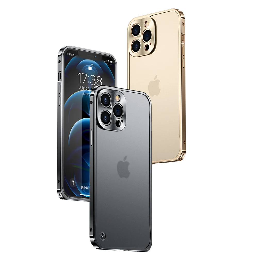 Роскошная матовая металлическая рамка + прозрачная стеклянная задняя крышка для