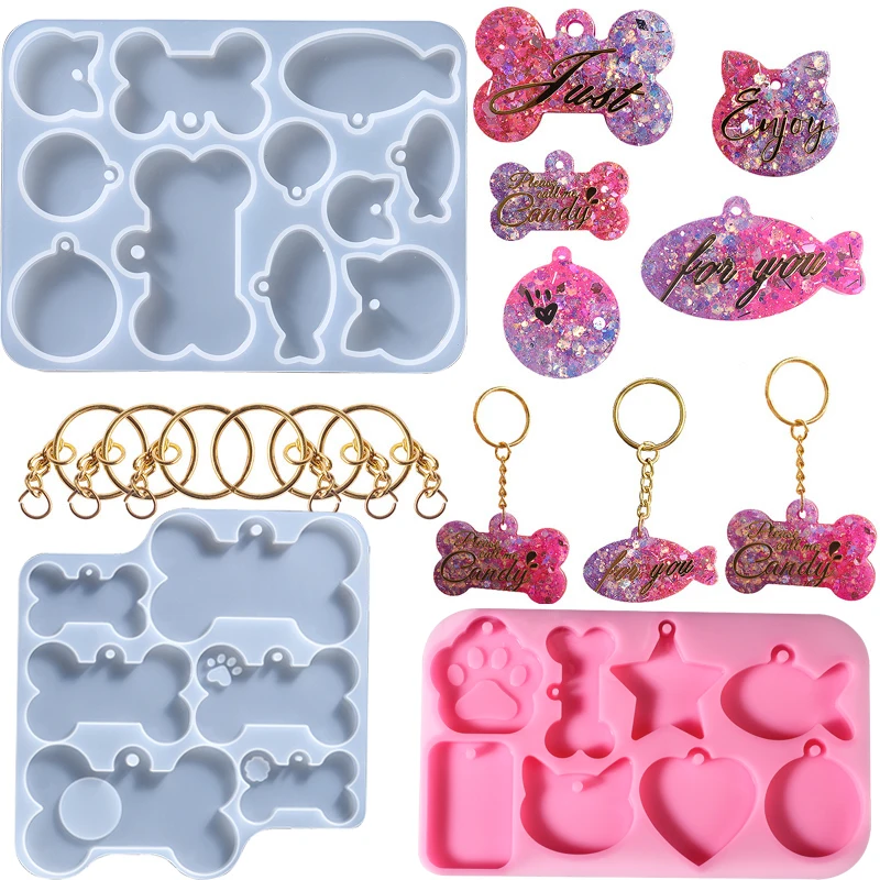 Dog Bone Tag Keychain Silicone Mold Small Fish Crafts Epoxy Resin Molds for DIY Handicrafts Jewelry Making Handmade
