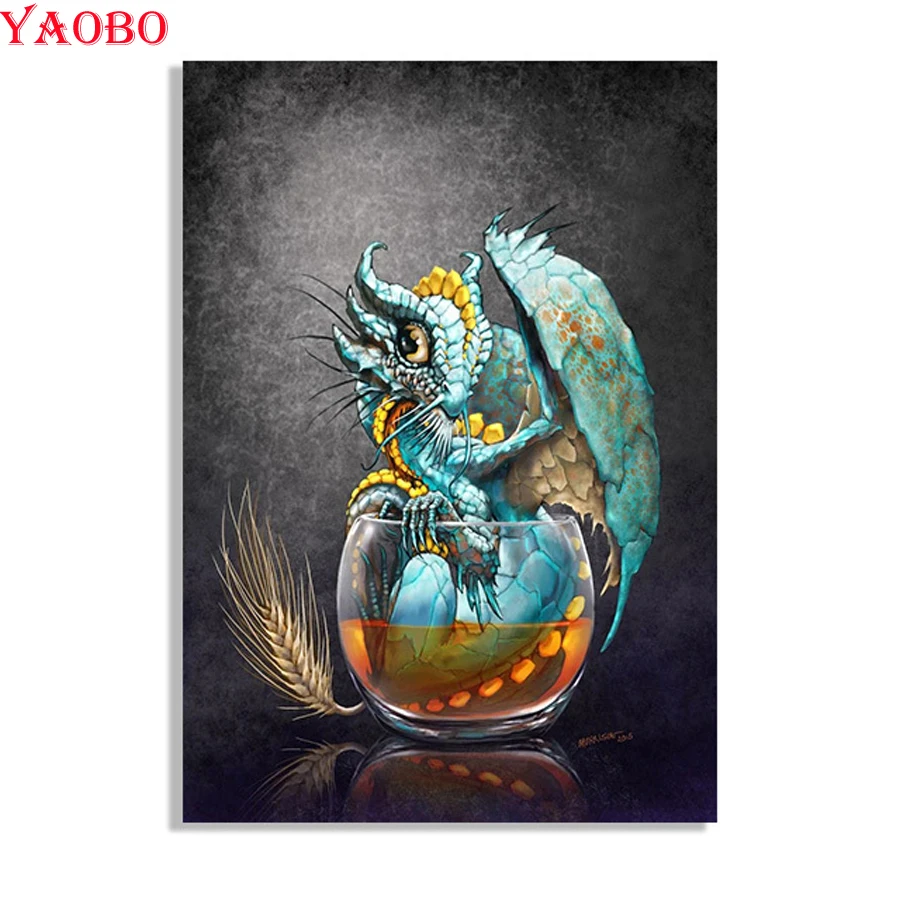 

5D алмазная живопись «сделай сам», вышивка крестиком, алмазная вышивка, набор мозаики ручной работы, подарок, винный пив, дракон, настенное искусство