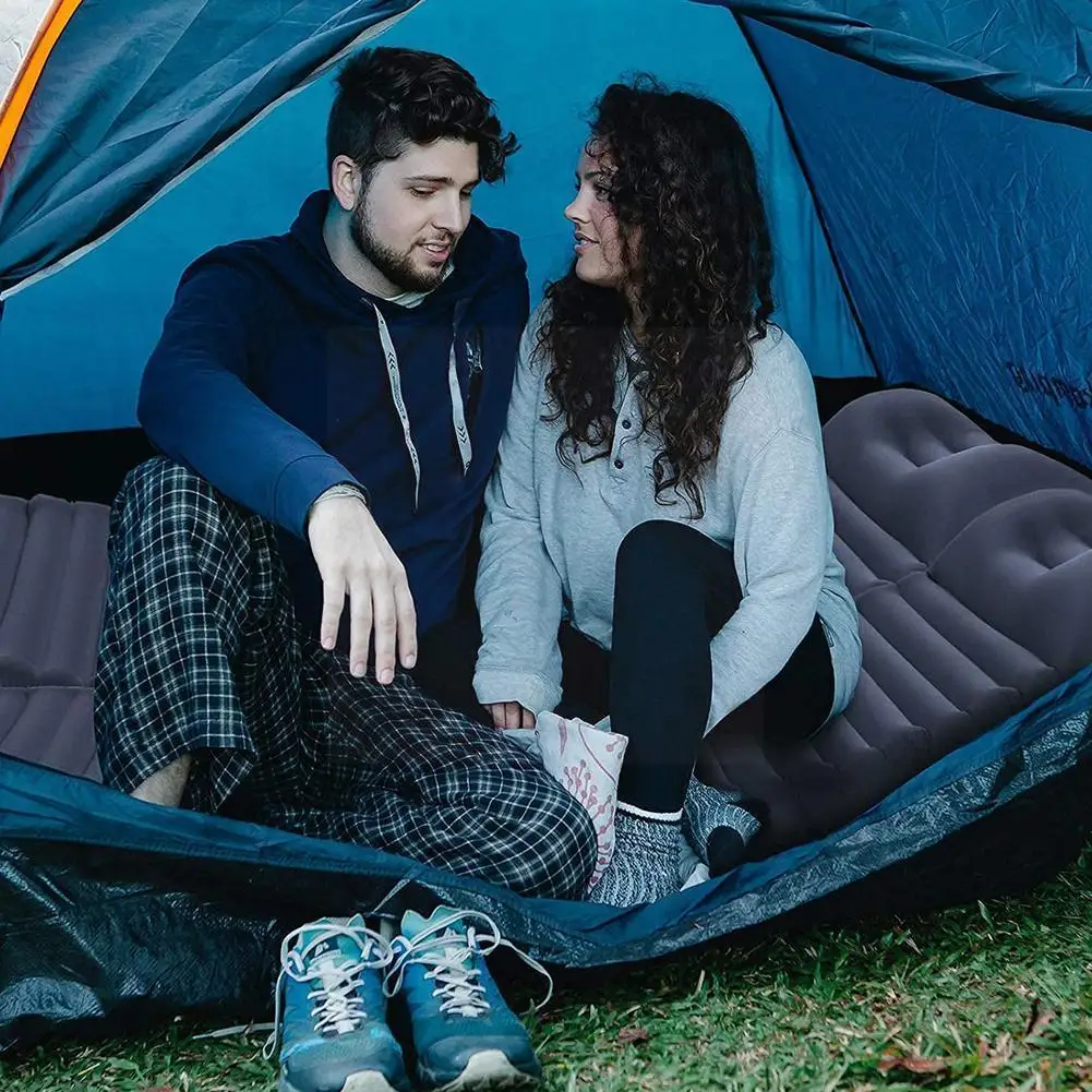 

2021 New Nylon Tpu Inflatable Sleeping Pad With Pillow Outdoor Moisture-proof Air Pad Mattress Camping Tools A9w9