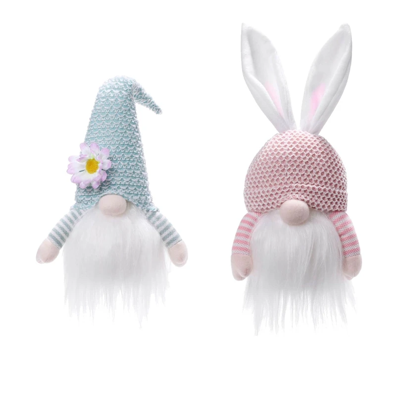 

2 Pcs Easter Glowing Bunny Rudolph Faceless Plush Doll Decoration Props Gnome Dwarf Ornaments
