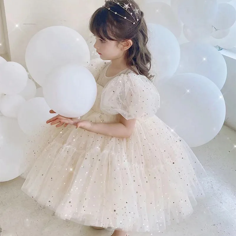 

Sequin Girls Dress Ruffles Elegant Toddler Kids Birthday Princess Dress 1-5 Yrs Tulle Tutu Gowns Wedding Party Baby's Dresses