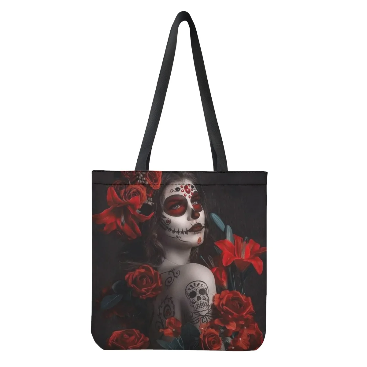 Print on Demand Shopping Bags Foldable Gothic Girls New Fashion Reusable Female Canvas Totes Storage Handbags Eco-friendly Bolsa
