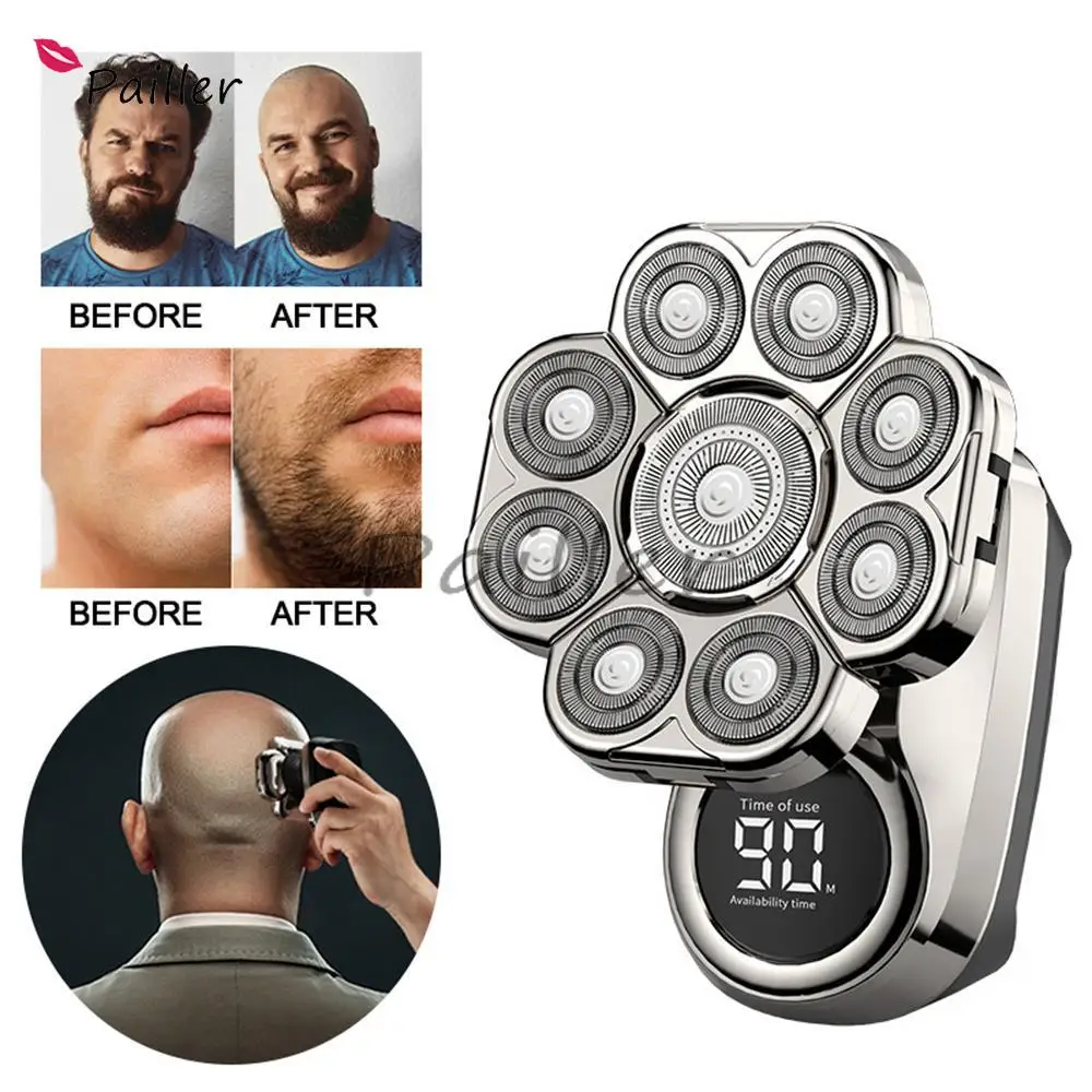 

6 in 1 Electric Head Shaver for Bald Men 9 Floating Cutter Beard Trimmer Clipper Waterproof Shaving Razor USB Wireless Charging