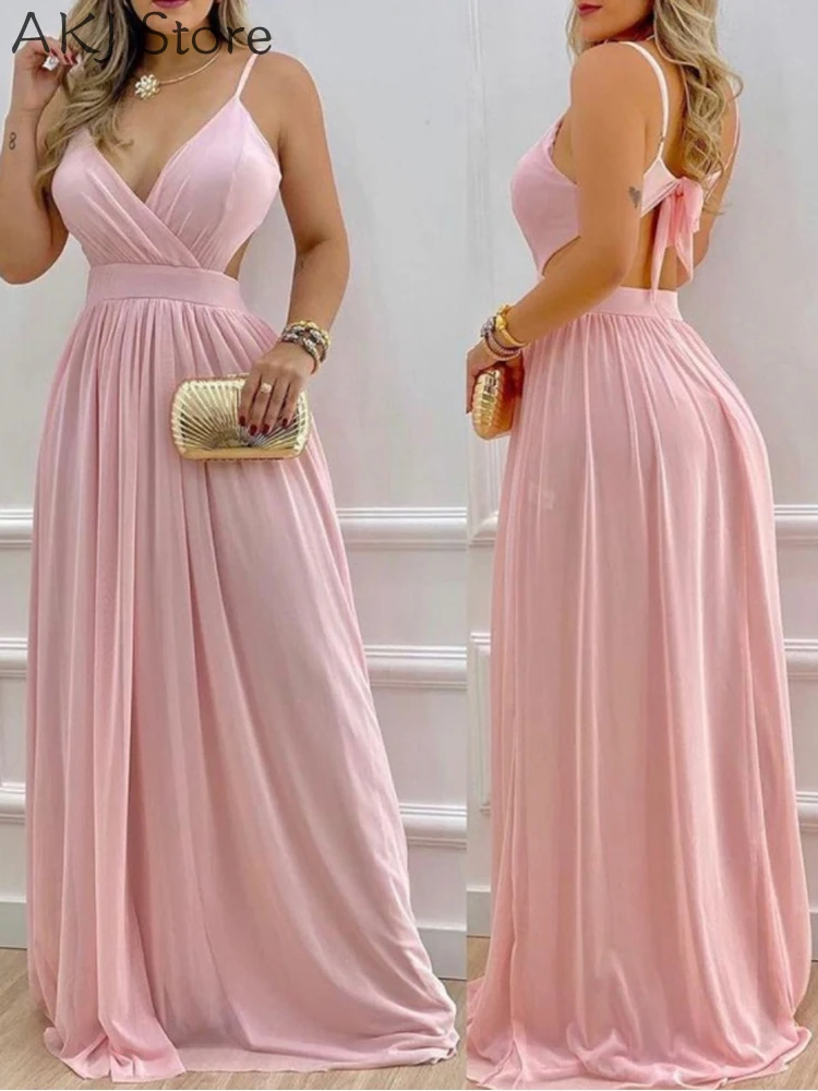 Женское сексуальное вечернее платье вечерние V-образным вырезом и рюшами |