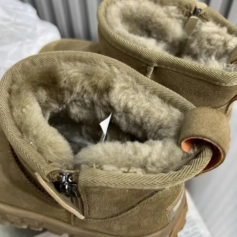 Зимние ботильоны на меховой платформе женские зимние замшевые туфли плоской