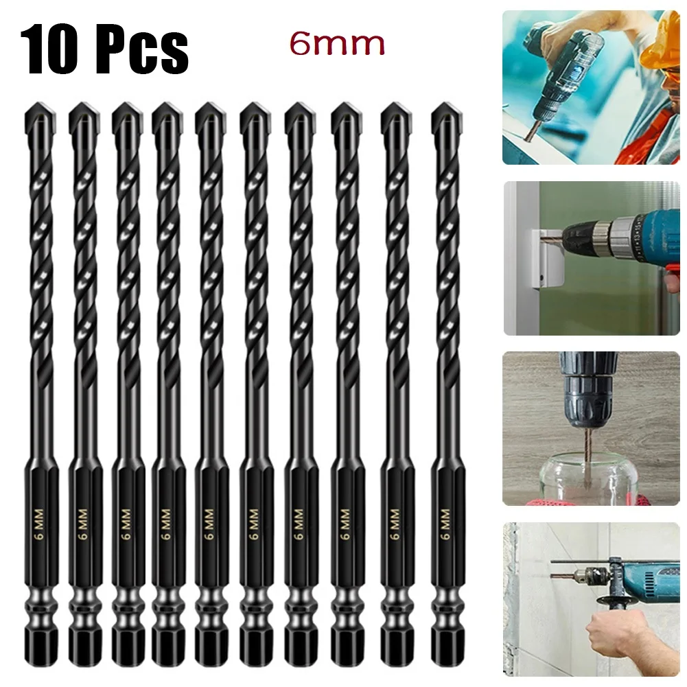 

10pcs Construction Drill Bit Carbide Triangle Shank Multi-Functional Bits Set For Ceramic Concrete Drill Bit Hole Opener