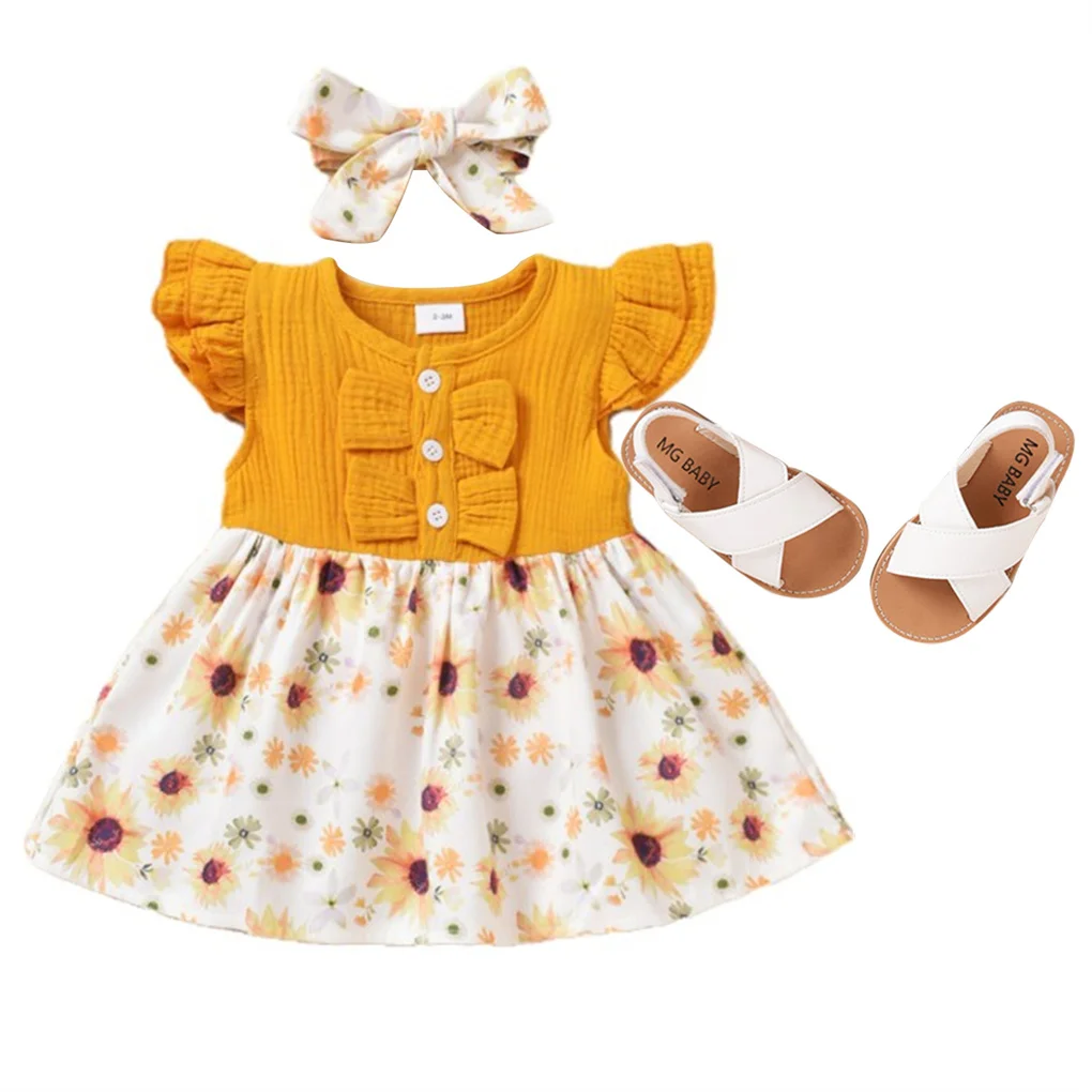 

Kids Dress Round Neck Sleeveless Birthday Photography Ruffled Girls Dress Cotton Smart Clothing Children Costume
