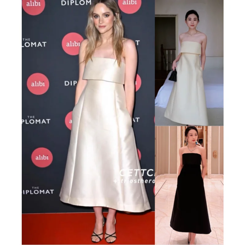 

TOTEM*E Женское платье-комбинация, женское платье из смешанной шерсти с складным бюстгальтером без бретелек, высокого качества, Новинка лета 2023