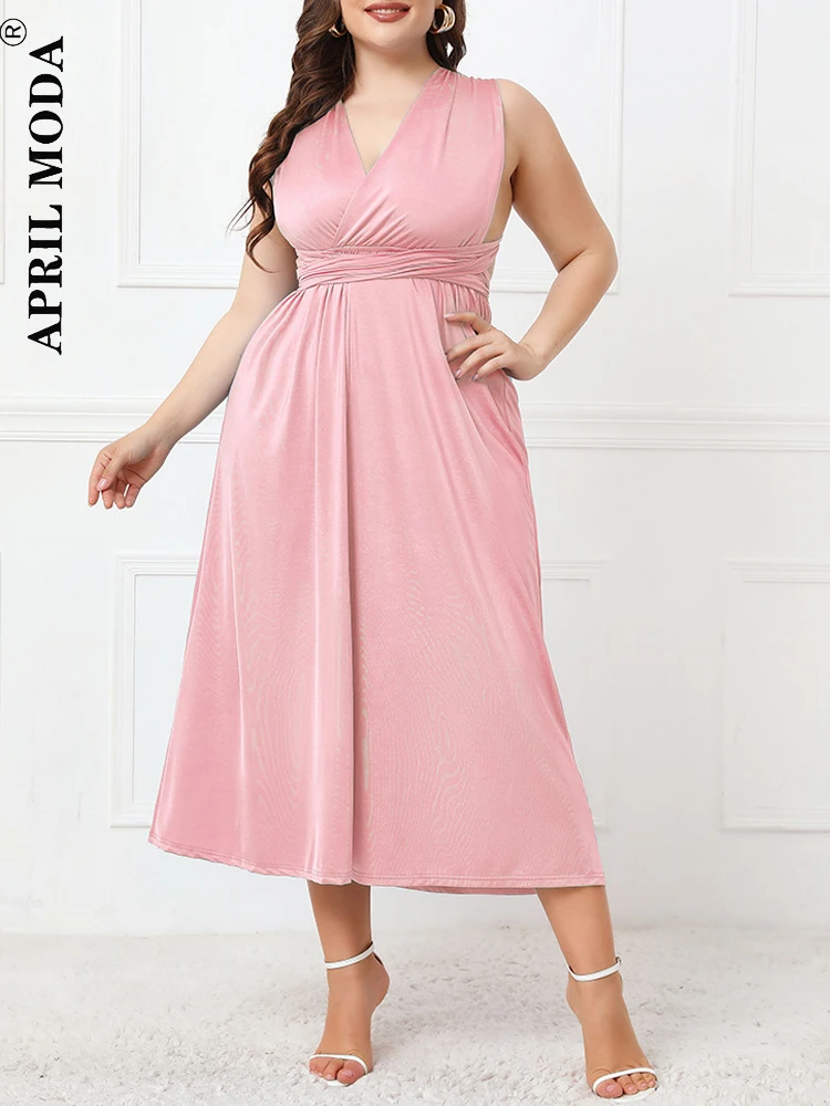 

Oversized Women Boho Midi Dresses Pink Red Bandage Long Dress Party Multiway Bridesmaids Convertible Infinity Robe Longue Femme