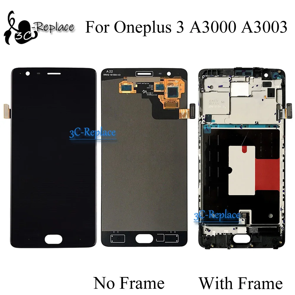 Оригинальный AMOLED черный/белый 5 &quotдля Oneplus 3 3T 1 + A3000 a3003 A3010 ЖК-дисплей с рамкой |
