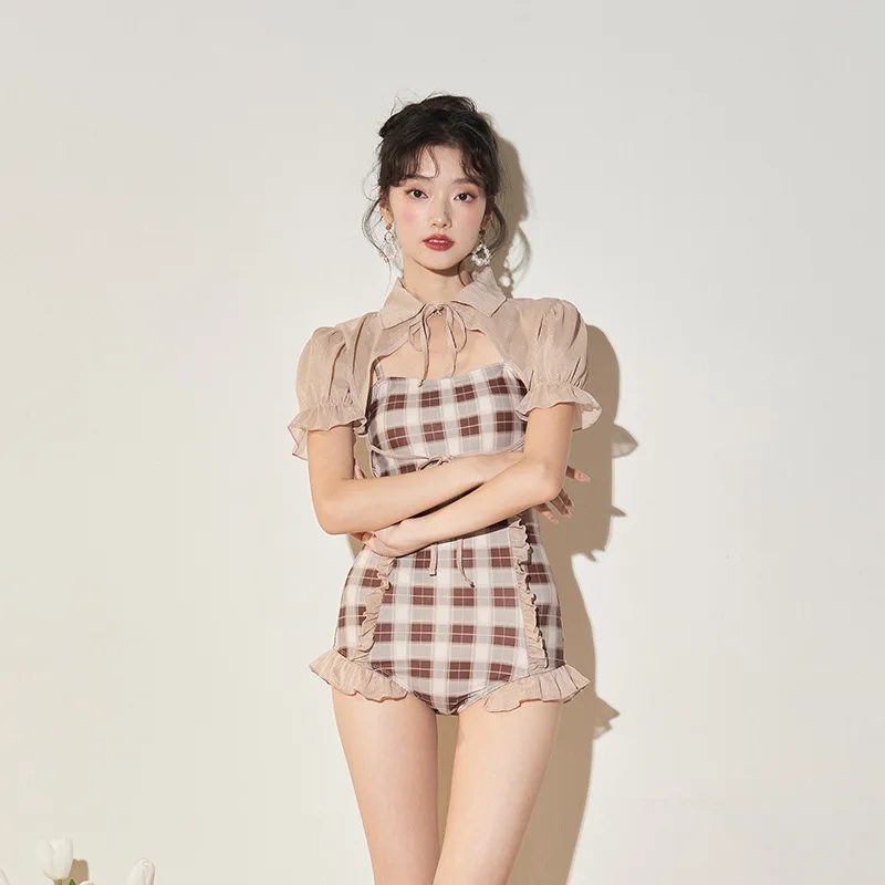 

Triangle One-Piece Swimsuit Women's Cover Belly Small Chest Slimming 2023 Conservative Fashion Spa Swimsuit plus size swimwear