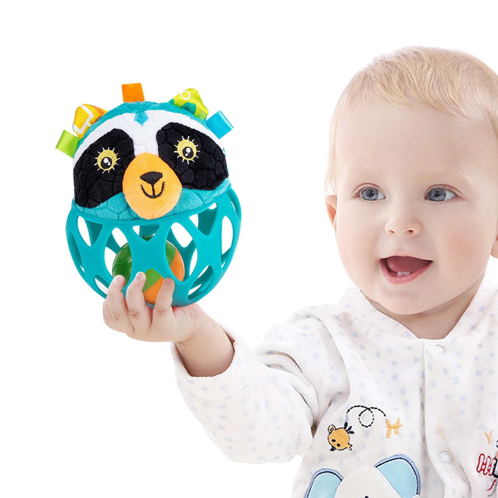 

Baby Teething Ball Infant Grab Shake Rattle Sensory Toys For Babies Soft Teething Toy Plush Stuffed Animal Hand Rattles Squeaker