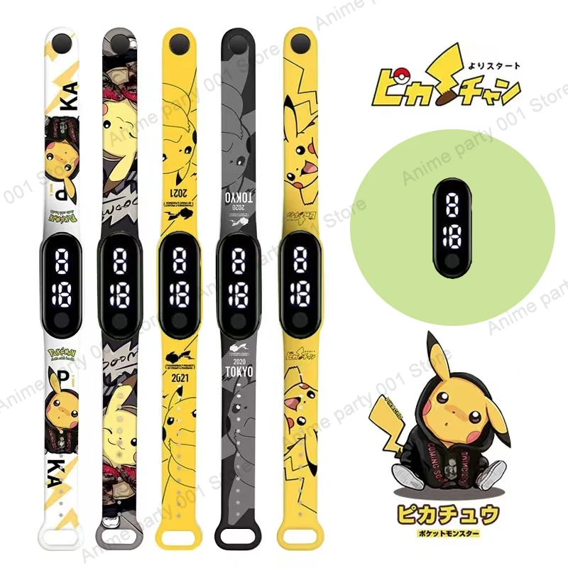 

Cute Pokemon Watch Anime Figure Pikachu Cartoon Digital Electronic Waterproof LED Bracelet Wristband Kids Toy Christmas Gift