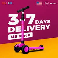 allek kick scooter b03 lean n glide 3 wheeled push scooter with extra wide pu light up wheels for children 3 12yrs rose pink