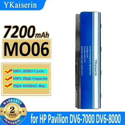 Аккумулятор YKaiserin на 7200 мАч для HP Pavilion DV6-7000 DV6-8000 DV7-7000 672326-421 672412-001 HSTNN-LB3P HSTNN-YB3N MO06 MO09
