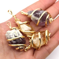natural stone irregular amethyst pendant 15 60mm winding citrine charm fashion jewelry making diy necklace earring accessories